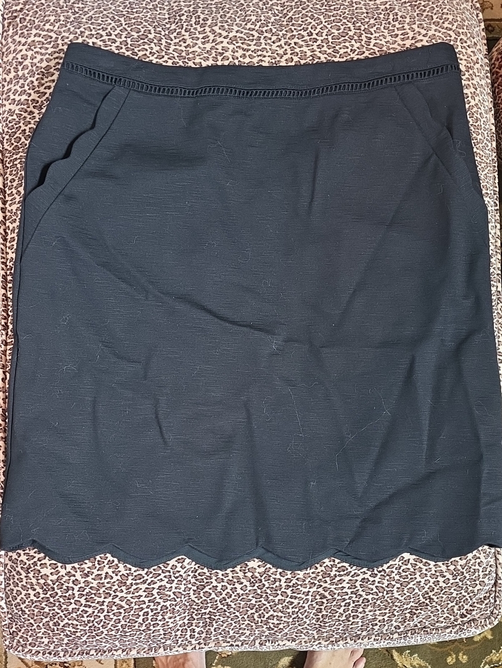 NWT Skies Are Blue Berenice Black Scalloped Hem Skirt